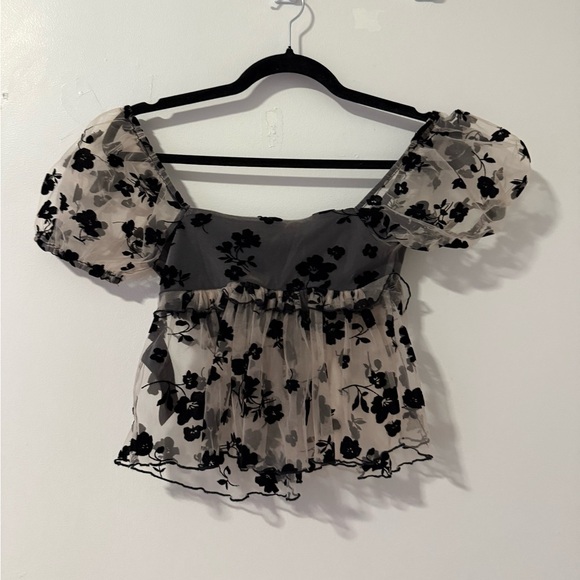 Urban Outfitters Kimchi Blue Claudia Floral Babydoll Blouse - Picture 5 of 6